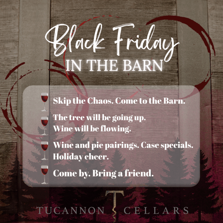 Black Friday event at Tucannon Cellars with wine.