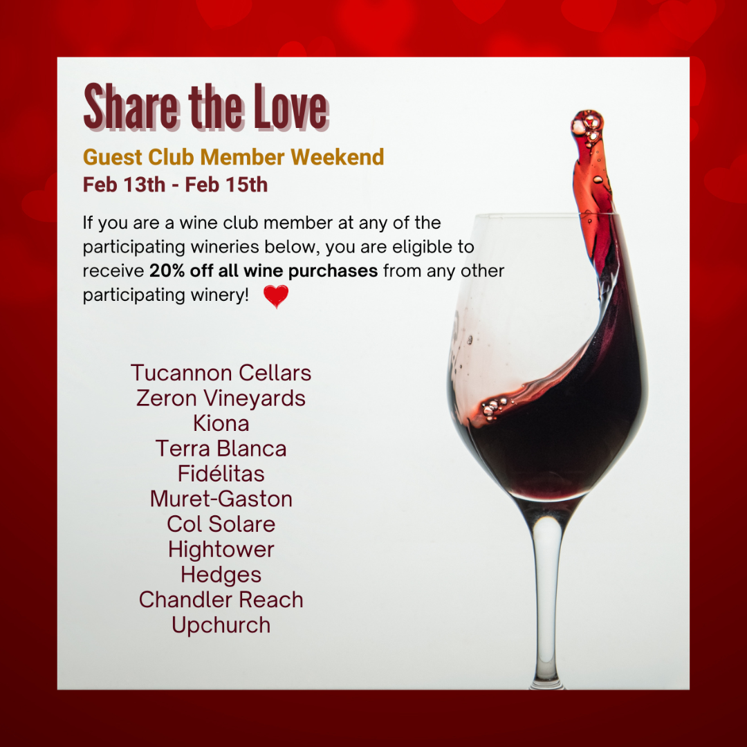 SHARE THE LOVE MEMBER WEEKEND 2026 Wine club weekend event with discounts.