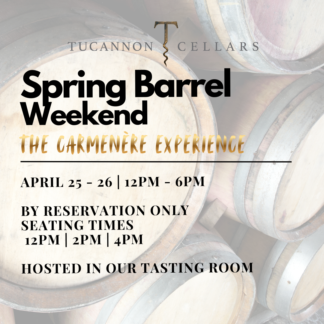 Spring Barrel 2026 (Instagram Post) Carménère wine tasting event at Tucannon Cellars.